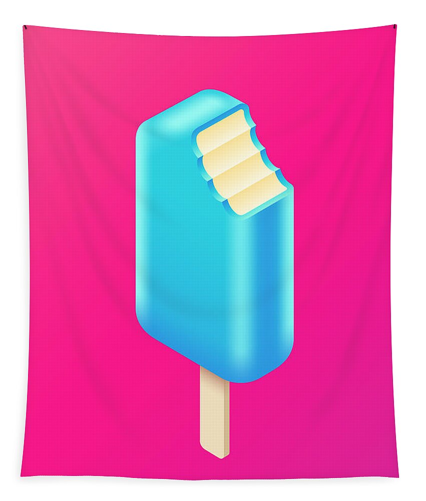 Ice Cream Tapestry featuring the digital art Ice Cream Stick Isometric - Blue Heaven by Organic Synthesis