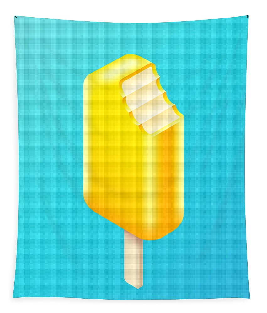 Ice Cream Tapestry featuring the digital art Ice Cream Stick Isometric - Lemon Sorbet by Organic Synthesis