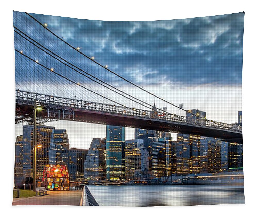 Cityscape Photography Tapestry featuring the photograph As Night Falls by Az Jackson