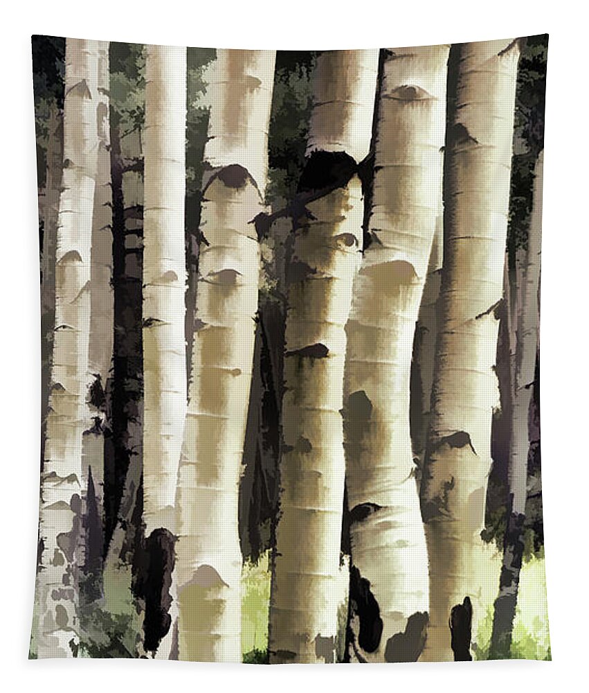 Fine Art Tapestry featuring the photograph Aspen Tree Painting by Donna Greene