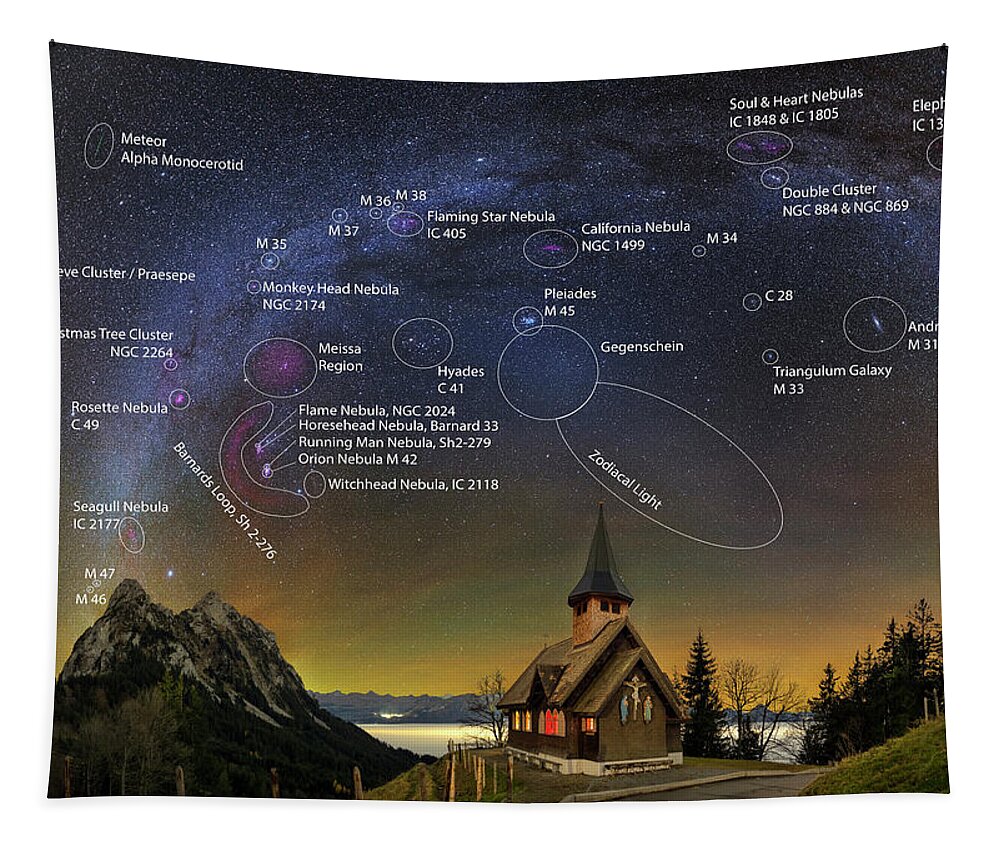 Mountains Tapestry featuring the photograph Astrophotography Winter Wonderland by Ralf Rohner