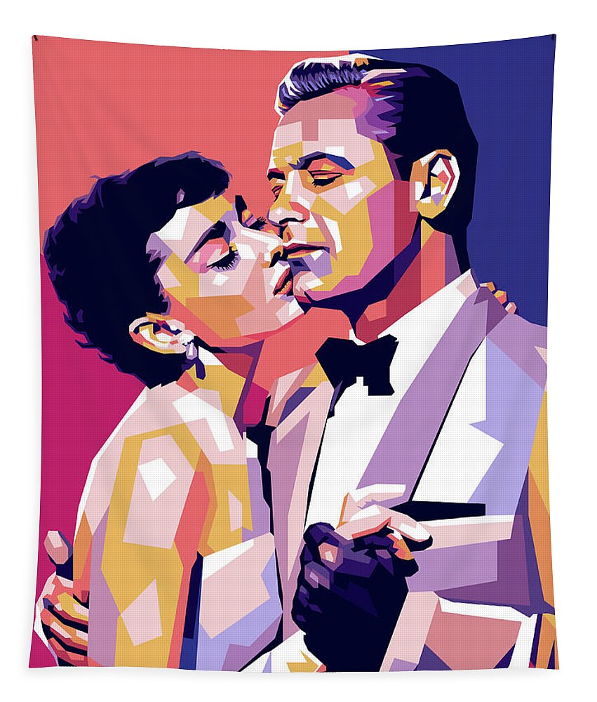 Audrey Hepburn Tapestry featuring the digital art Audrey Hepburn and William Holden by Movie World Posters