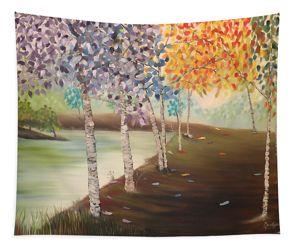 Autumn Tapestry featuring the painting Autumn Park by Berlynn