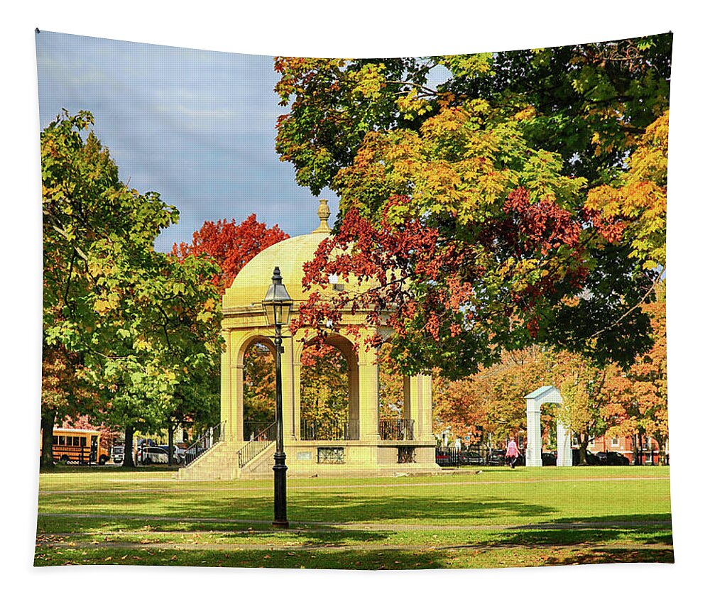 Salem Common Tapestry featuring the photograph Autumn arrives on Salem Common by Jeff Folger