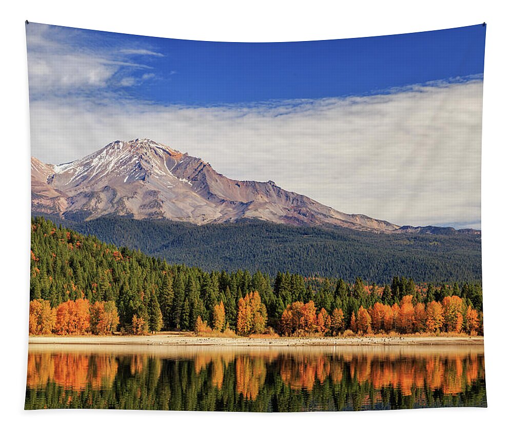 Mount Shasta Tapestry featuring the photograph Autumn At Mount Shasta by James Eddy