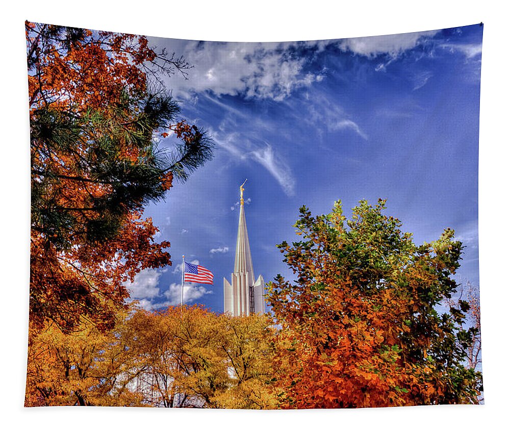Jordan River Temple Tapestry featuring the photograph Autumn Blessings by David Simpson