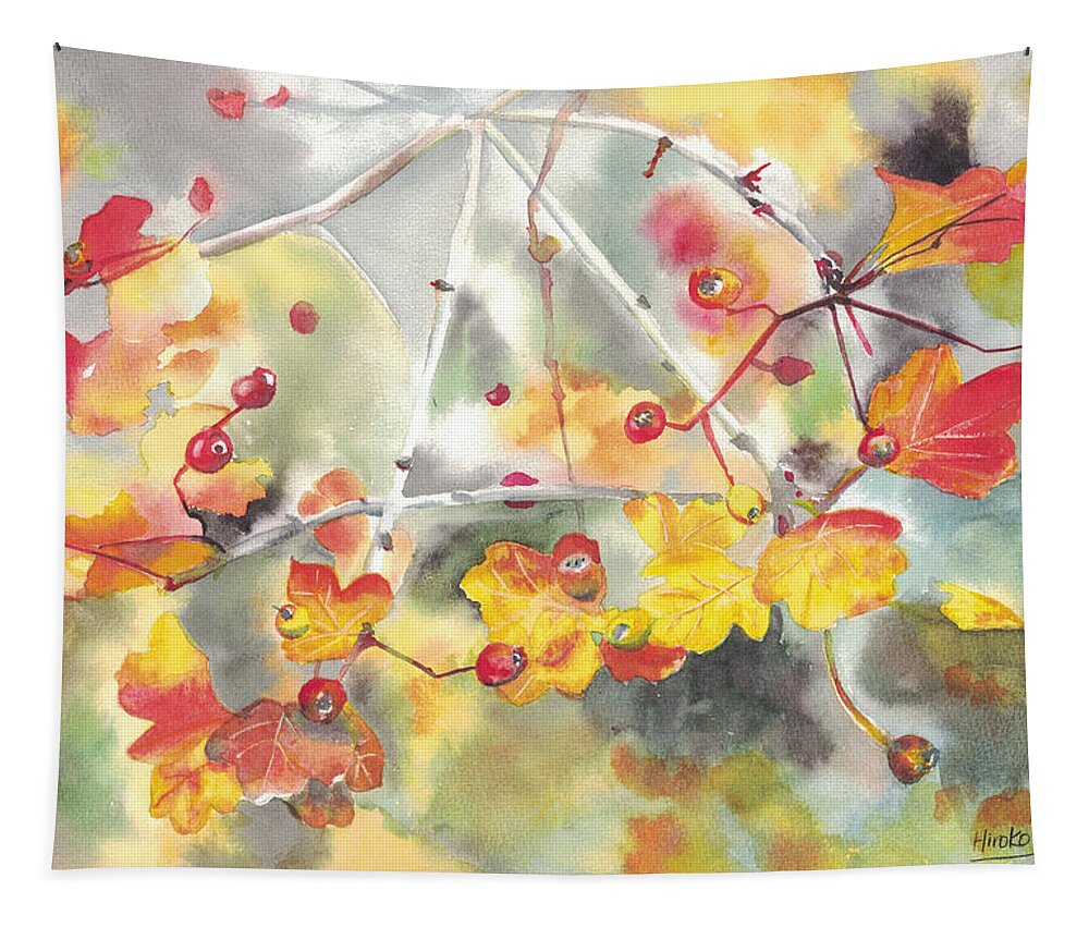 Autumn Tapestry featuring the painting Autumn colors by Hiroko Stumpf