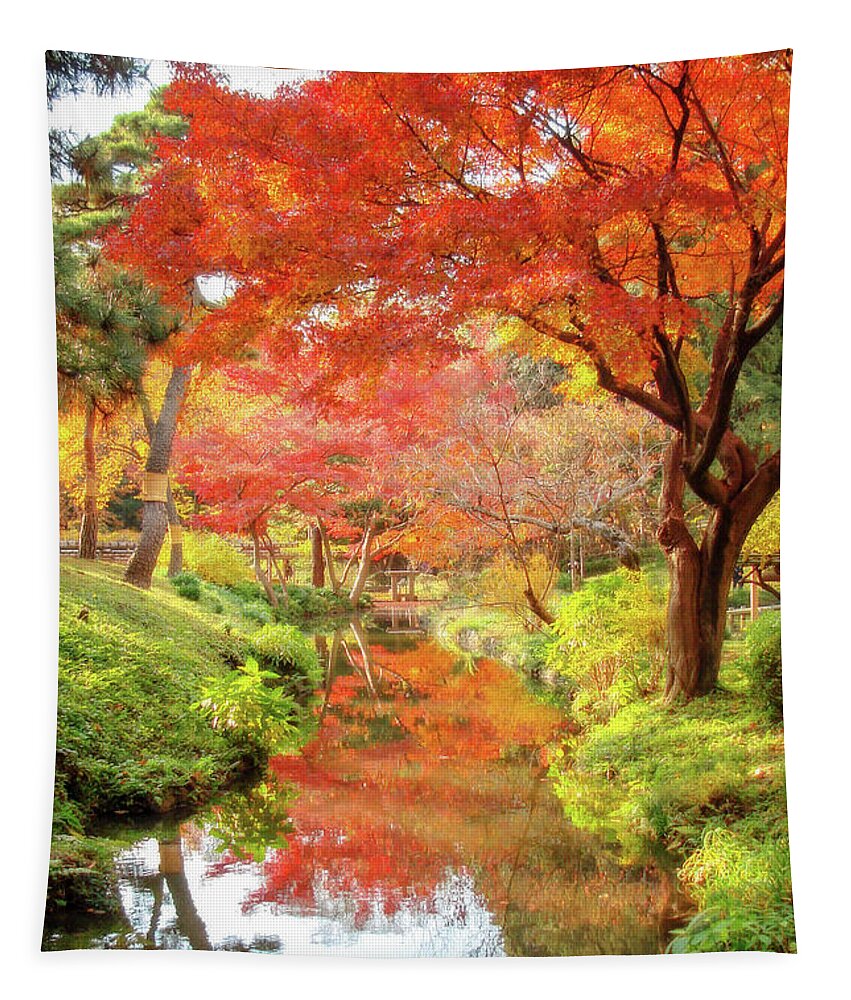 Fall Tapestry featuring the photograph Autumn colors in Japan by Delphimages Photo Creations