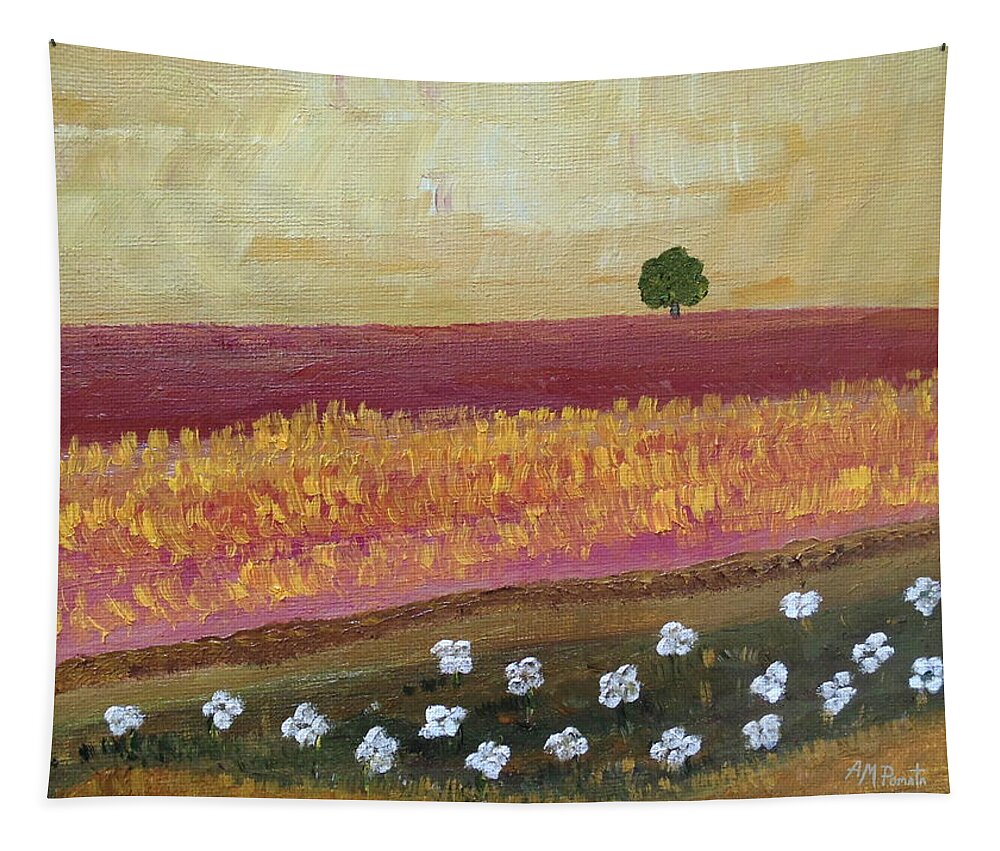 Autumn Tapestry featuring the painting Autumn Forebodings by Angeles M Pomata