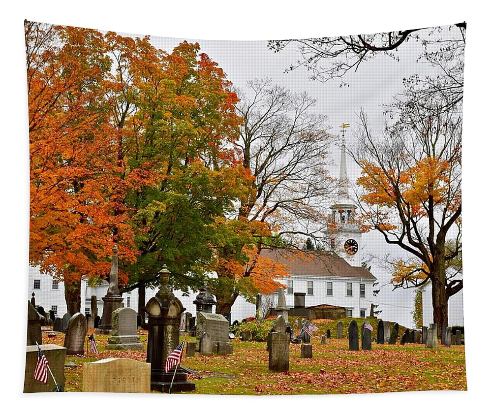 Mountain View Cemetery Tapestry featuring the photograph Autumn in Shrewsbury, Massachusetts by Monika Salvan