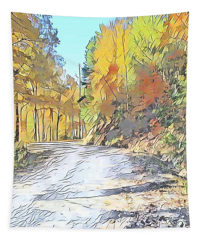 Autumn Tapestry featuring the digital art Autumn Mountain Road by Rachel Hannah