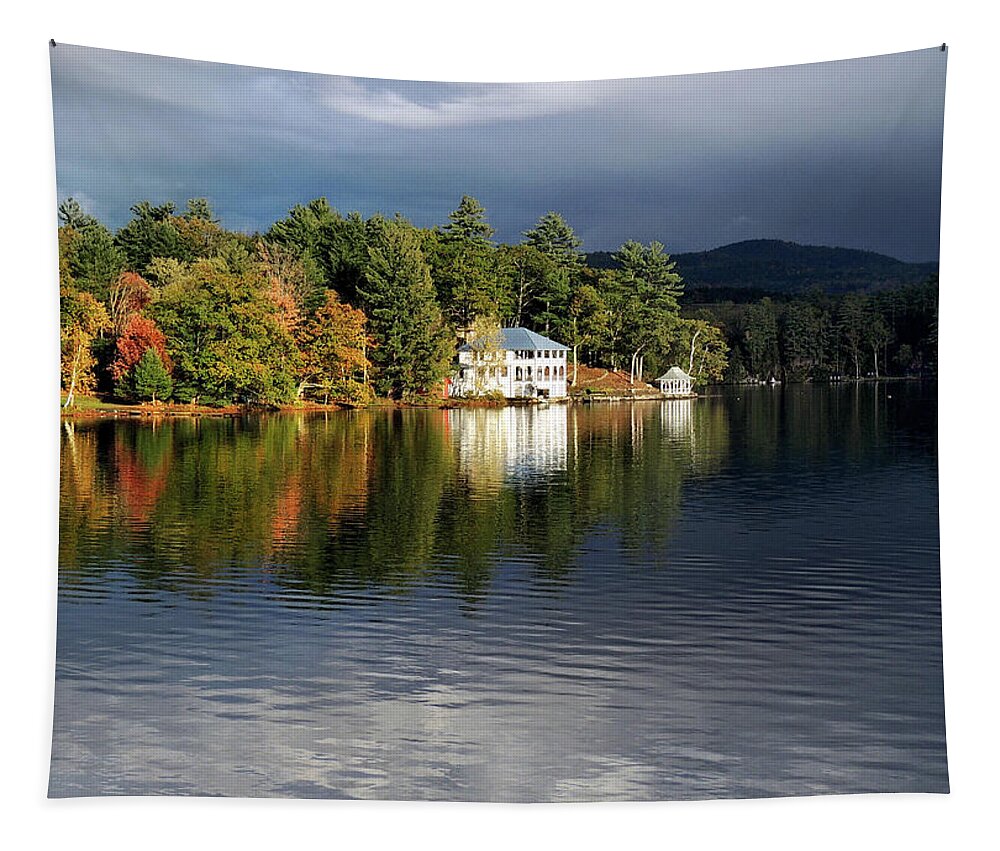 Lake Morey Tapestry featuring the photograph Autumn Reflection Lake Morey Vermont by Nancy Griswold