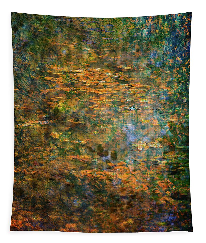 Landscape Photograph Tapestry featuring the photograph Autumn Reflections, after Monet by Anita Nicholson