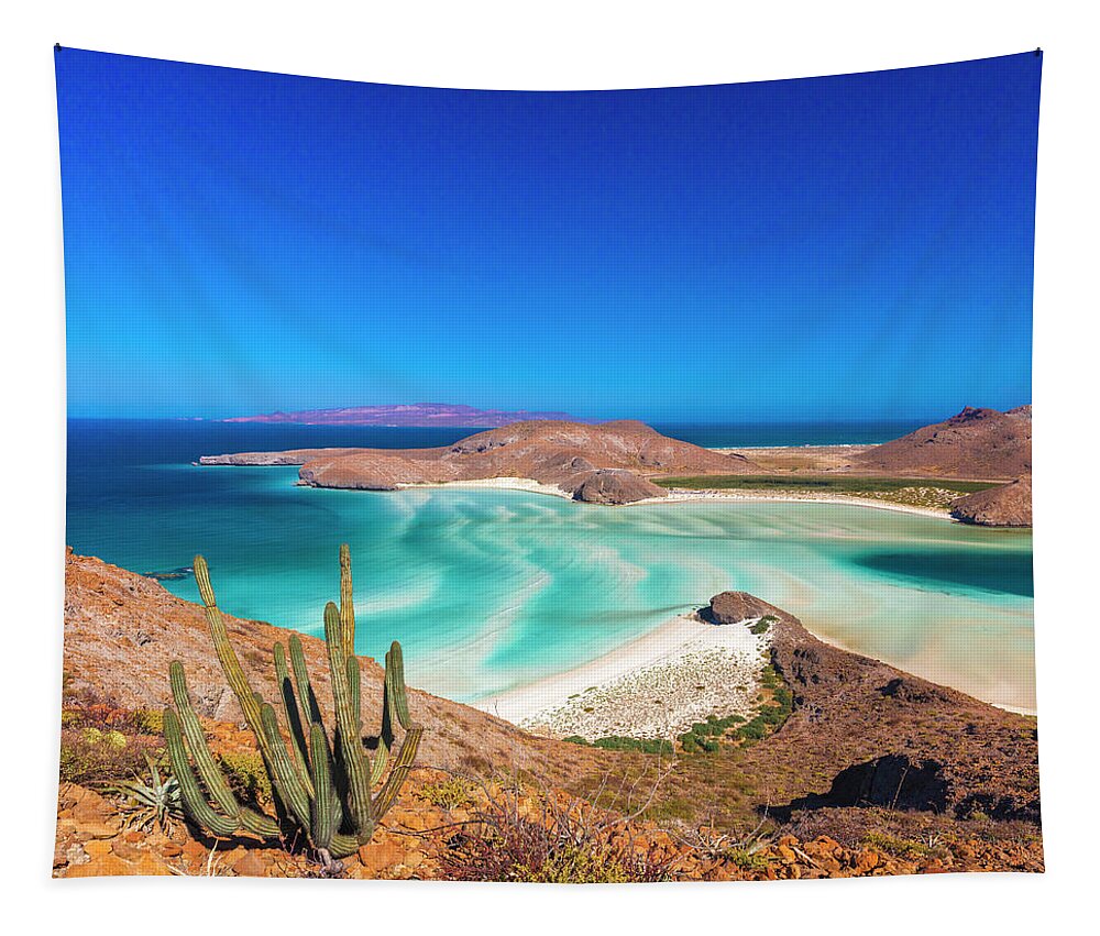 Estock Tapestry featuring the digital art Balandra Beach, La Paz, Mexico by Olimpio Fantuz