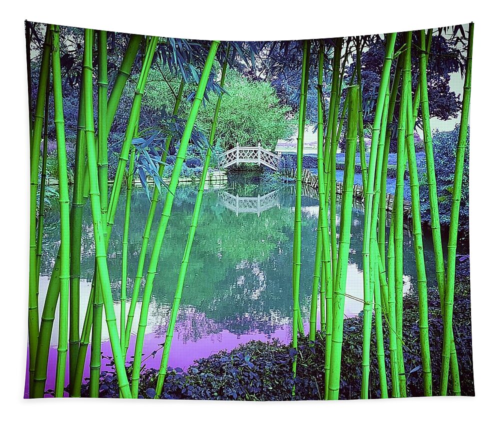Ornatebridge Tapestry featuring the photograph Bamboo View In Emerald Green by Rowena Tutty