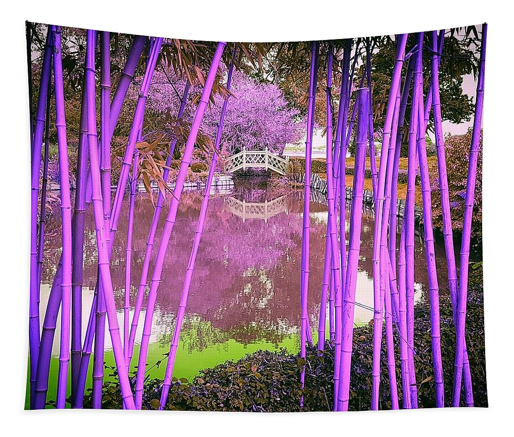 Ornatebridge Tapestry featuring the photograph Bamboo View In Violet by Rowena Tutty