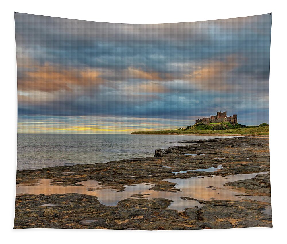 Ancient Tapestry featuring the photograph Bamburgh castle 04 by Chris Smith