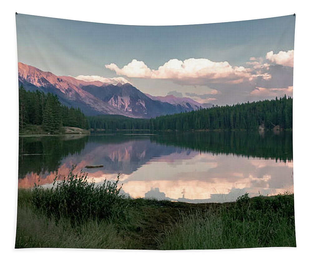 Mount Rundle Tapestry featuring the photograph Banff Sunset Reflection by Norma Brandsberg