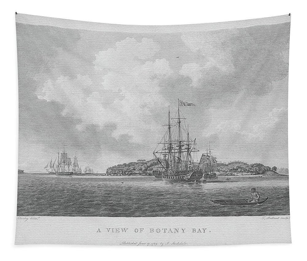 Botany Bay Tapestry featuring the photograph Bare Island And First Fleet by Miroslava Jurcik