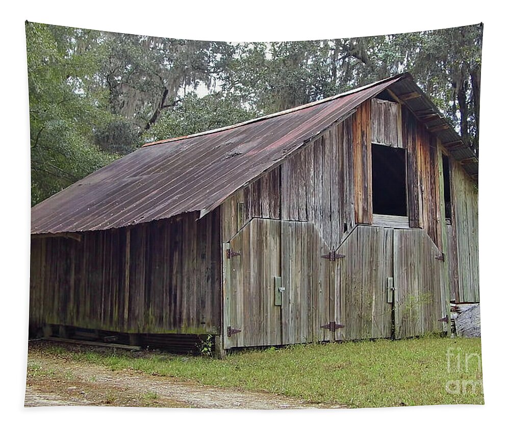 Barn Tapestry featuring the photograph Barn By The Dirt Road by D Hackett