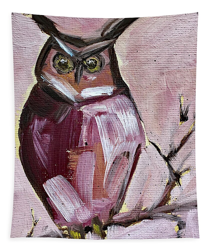 Owl Tapestry featuring the painting Barn Owl by Roxy Rich