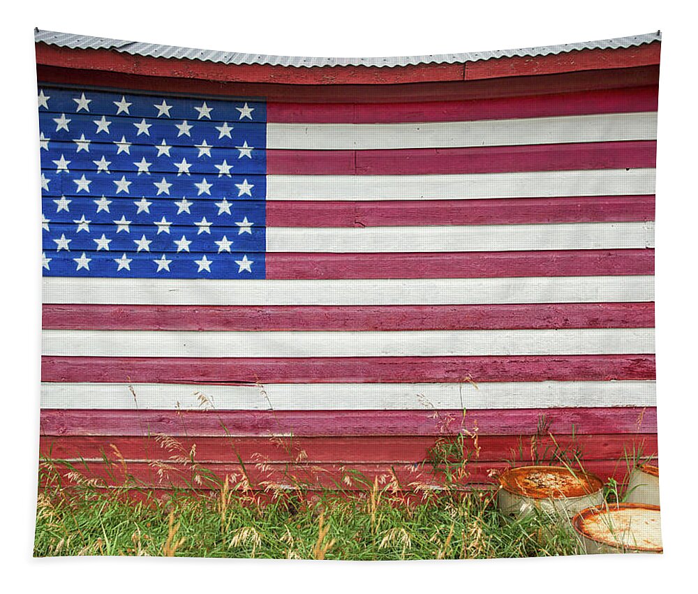 American Flag Tapestry featuring the photograph Barn Side Flag by Todd Klassy