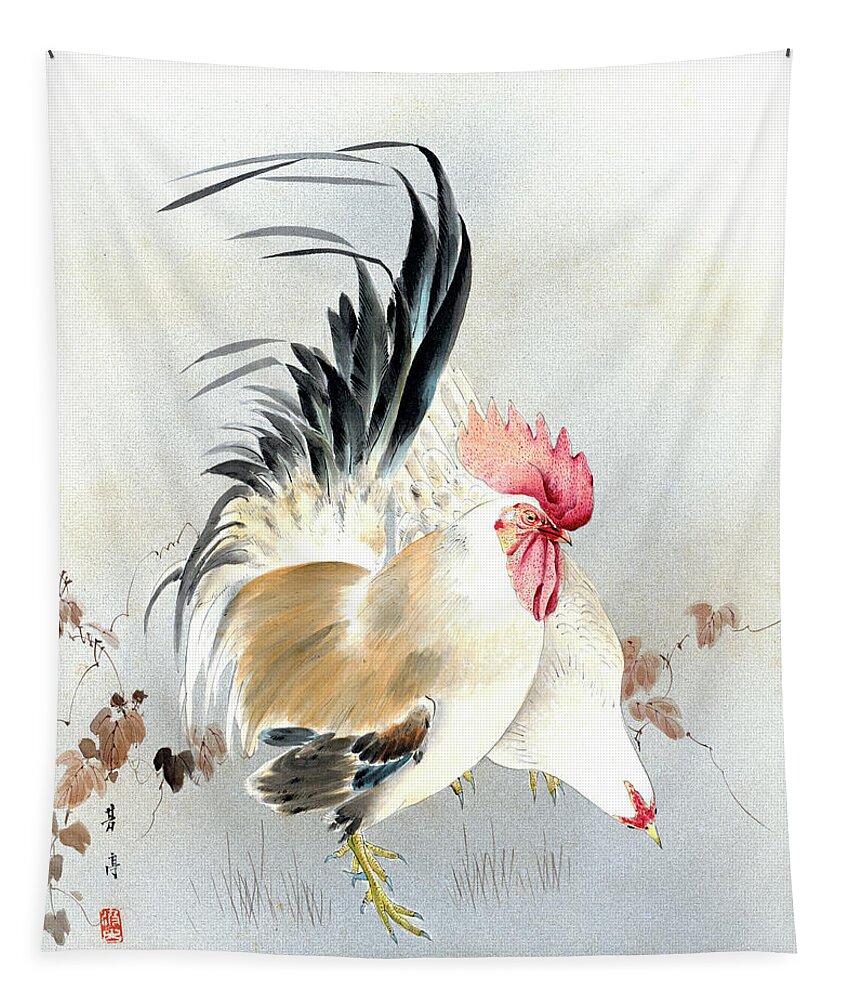 Hotei Tapestry featuring the painting Barnyard Fowl by Hotei