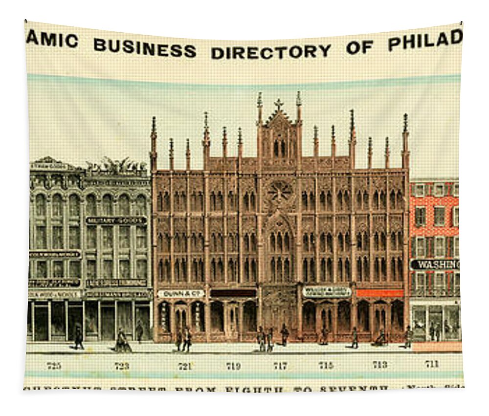 Philadelphia Tapestry featuring the mixed media Baxter's Panoramic Business Directory by Dewitt Clinton Baxter