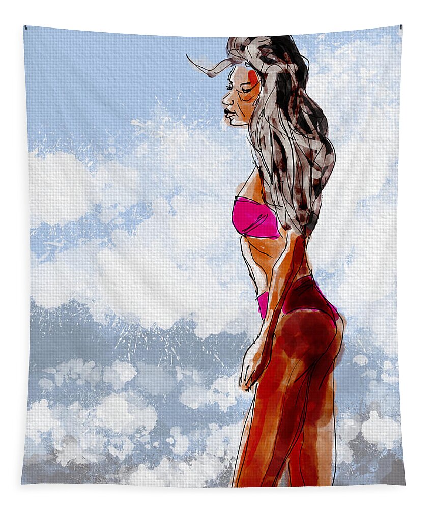 Beach Tapestry featuring the digital art Beach Days by Michael Kallstrom