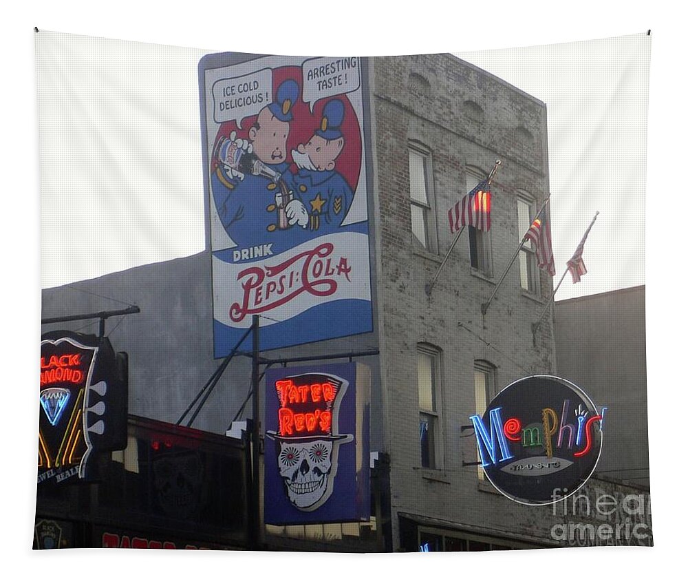 Bealestreet Beale Street Blues Duck Americana Memphis Tennessee Tapestry featuring the photograph Beale Street Blues 1 by Lee Antle