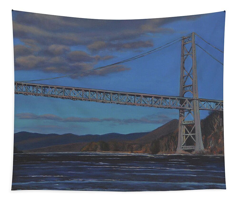 Bear Mountain Bridge Tapestry featuring the painting Bear Mountain Bridge by Beth Riso