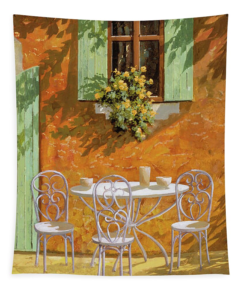 White Table Tapestry featuring the painting Bianco Su Giallo by Guido Borelli