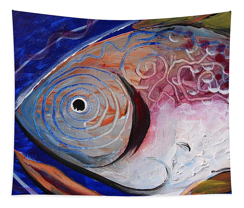 Fish Tapestry featuring the painting Big Fish by J Vincent Scarpace