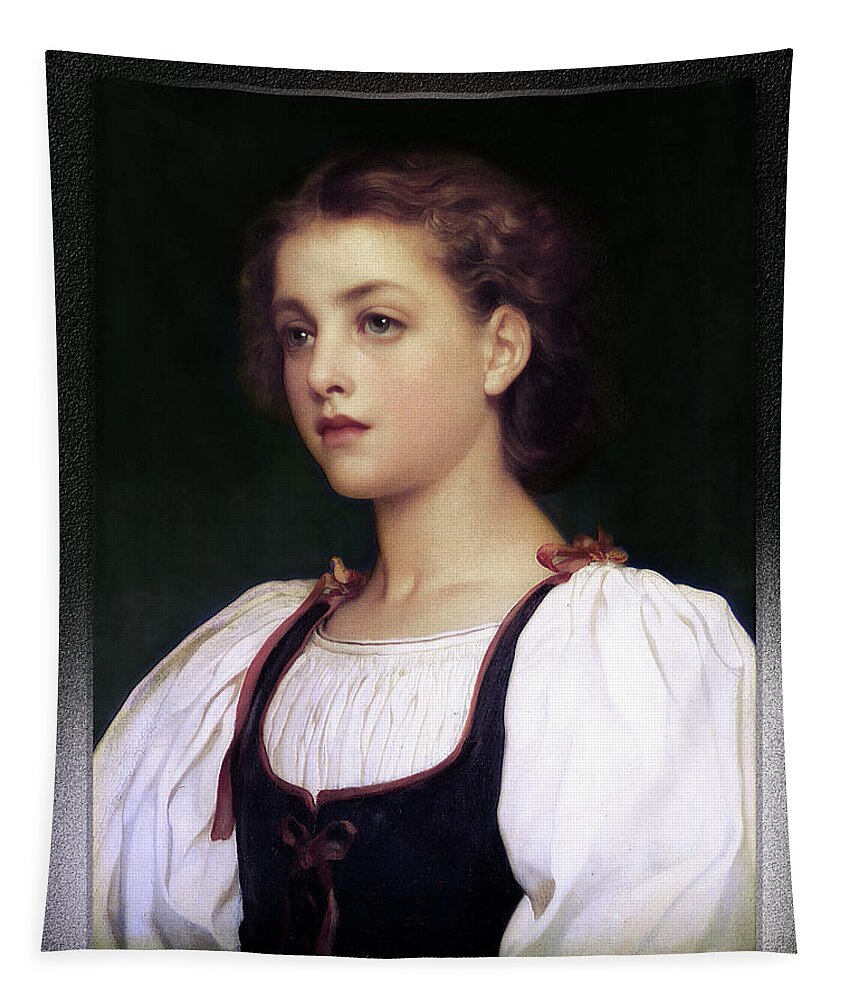 Biondina Tapestry featuring the digital art Biondina by Lord Frederic Leighton by Rolando Burbon
