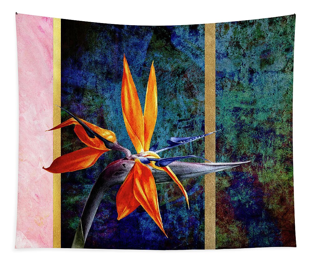 Abstract Tapestry featuring the digital art Bird of Paradise by Sandra Selle Rodriguez