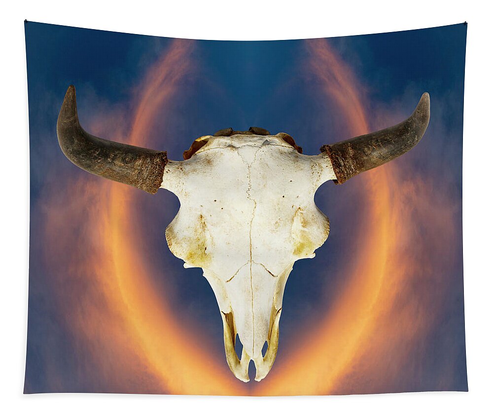 Kansas Tapestry featuring the photograph Bison Skull 001 by Rob Graham
