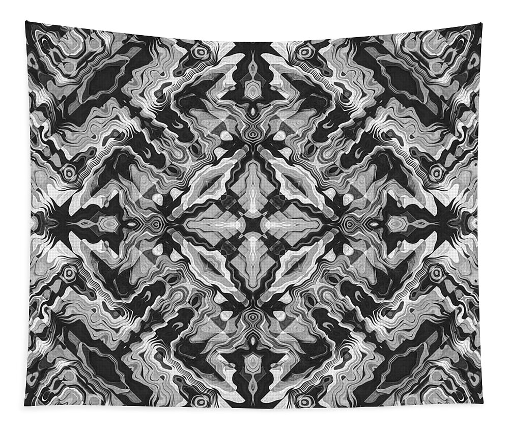 Texture Tapestry featuring the digital art Black And White Geometric by Phil Perkins