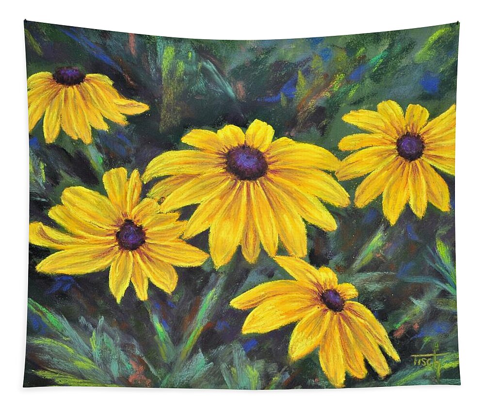 Flowers Tapestry featuring the painting Black Eyed Susans by Lee Tisch Bialczak