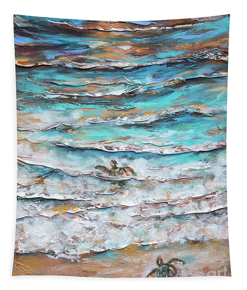 Ocean Tapestry featuring the painting Black Sands by Linda Olsen
