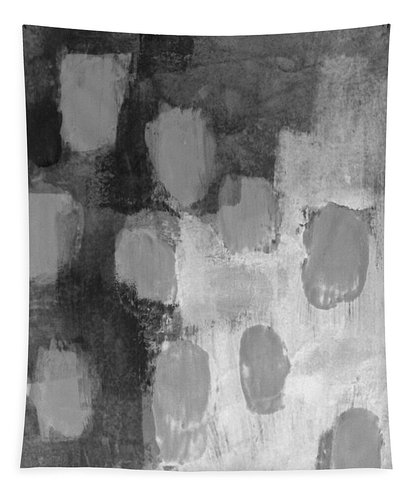 Black And White Tapestry featuring the painting Black white grey abstract by Vesna Antic