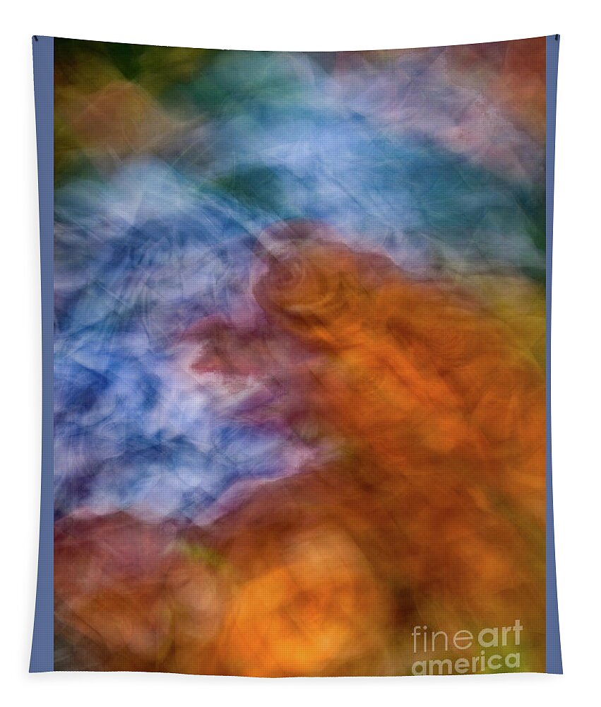 Abstract Tapestry featuring the photograph Blue and orange rose flower abstract by Phillip Rubino