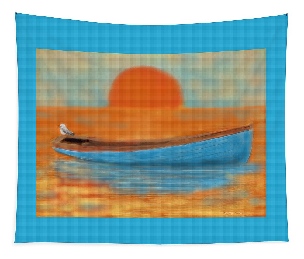 Painting Tapestry featuring the digital art Blue Dinghy by Angela Davies