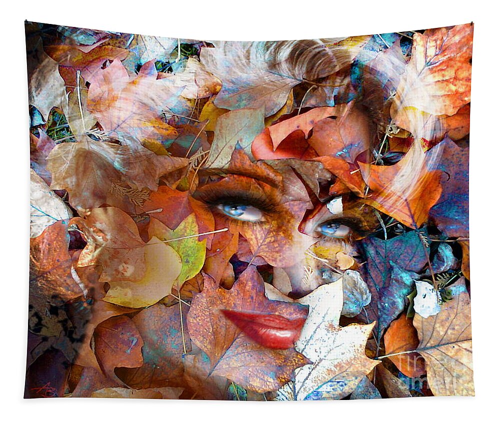 Angie Braun Tapestry featuring the digital art Blue Eyes Autumn Smile by Angie Braun