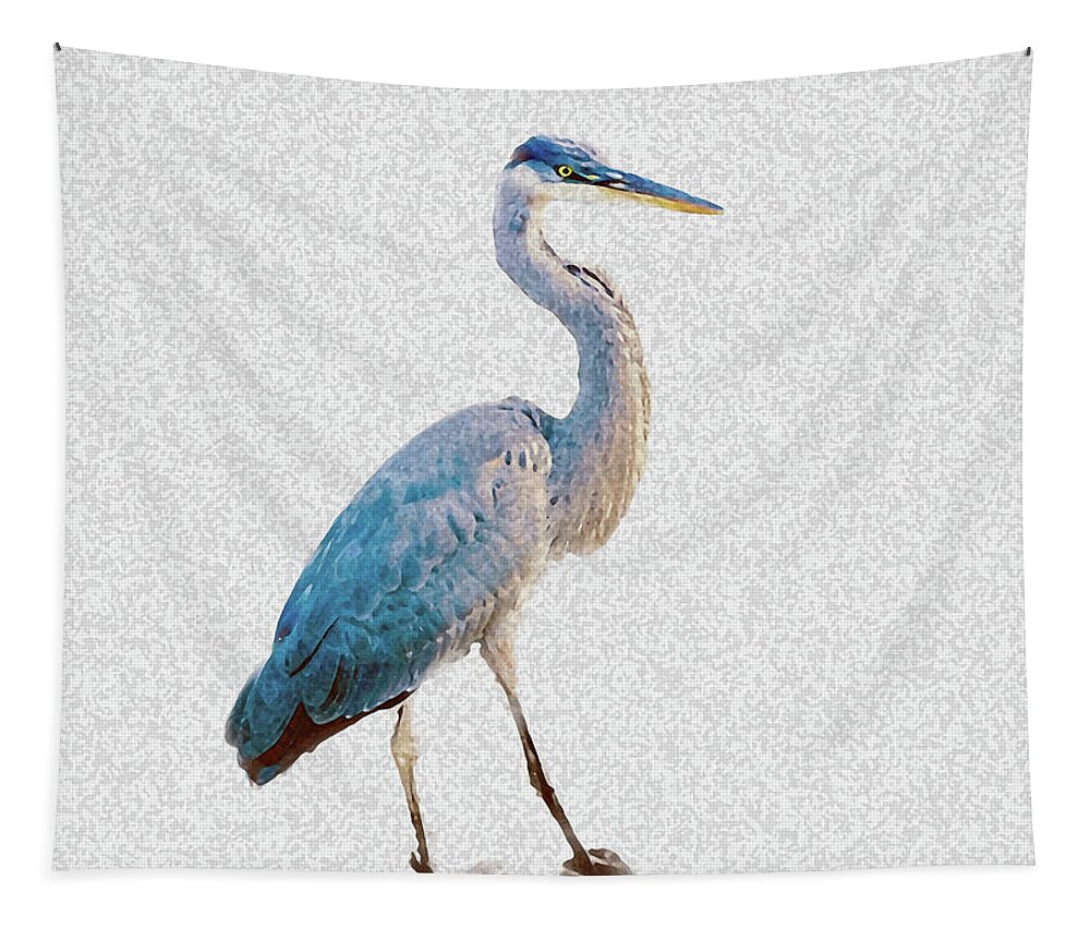 Blue Heron Natural Tapestry featuring the digital art Blue Heron Silhouette by Don Wright