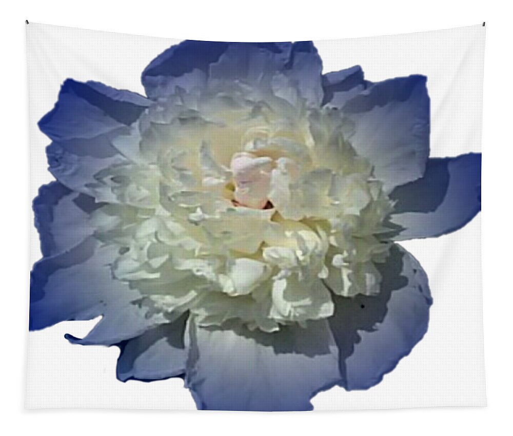 Blue Tapestry featuring the photograph Blue Peony Flower Designed for Shirts by Delynn Addams