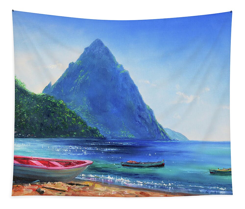 Caribbean Art Tapestry featuring the painting Blue Piton by Jonathan Gladding