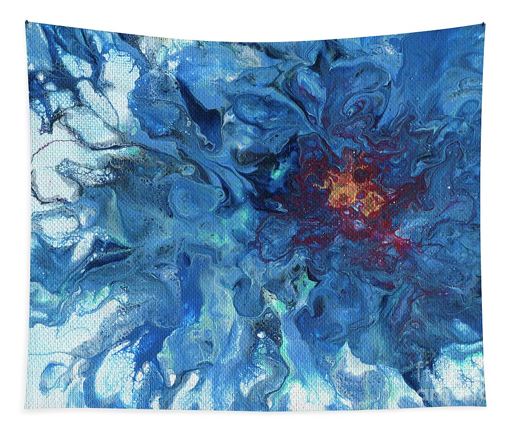 Frosted Blue Flower Tapestry featuring the painting Blue Swirling Anemone by Marlene Book