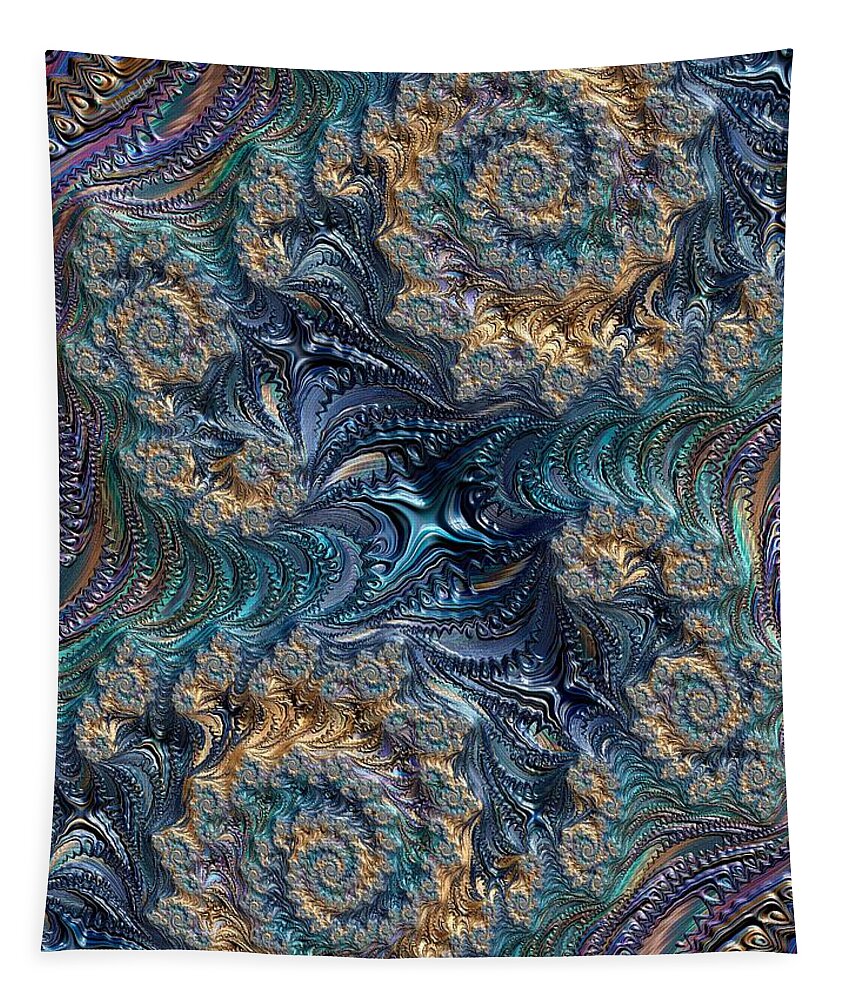 Fractal Tapestry featuring the photograph Blues and Gold by Diane Lindon Coy