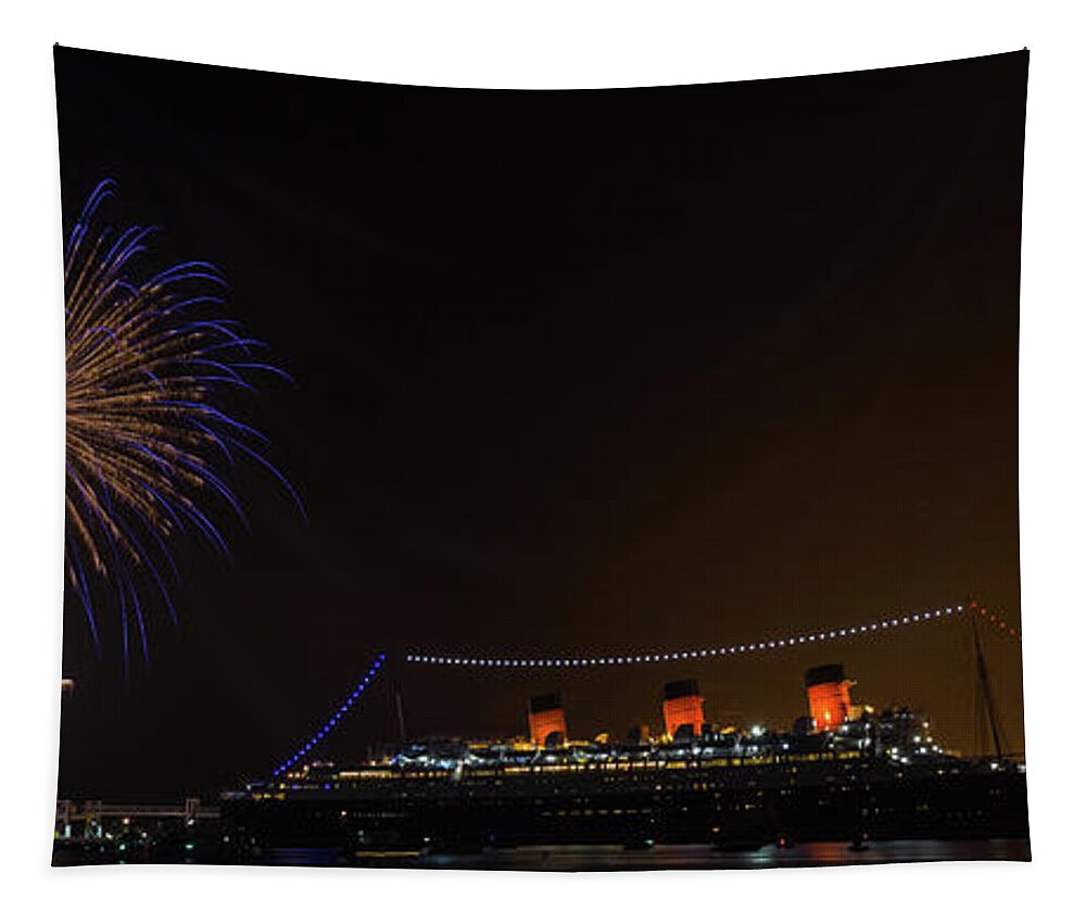 Fireworks Tapestry featuring the photograph Blues and Golds by Aaron Burrows