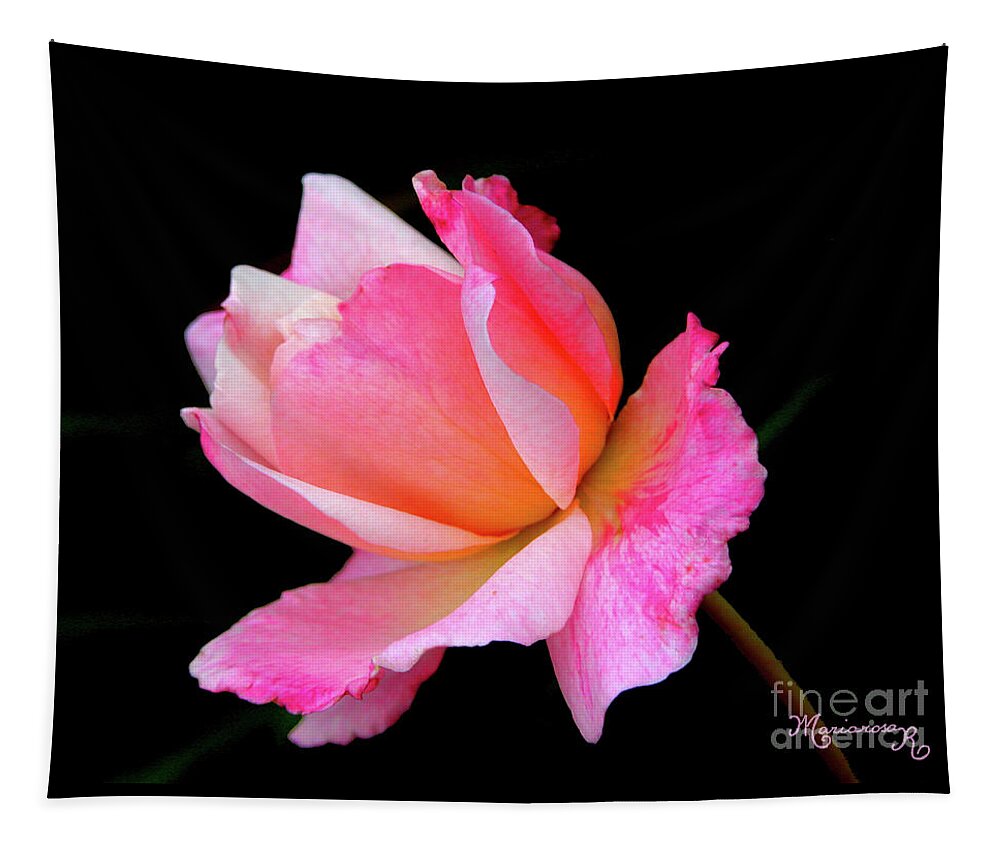 Nature Tapestry featuring the photograph Blushing Rose by Mariarosa Rockefeller